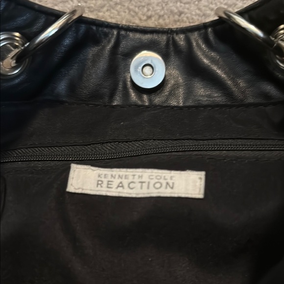 Kenneth Cole Reaction Black and Silver Shoulder Bag with Metallic Accents - Picture 7 of 12